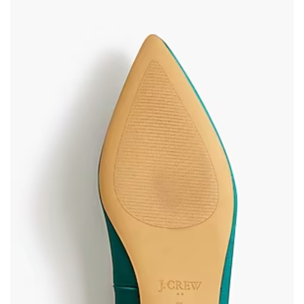 Crystal Embellished Pointed-Toe Satin Flats | Sz 9, Green | J Crew Factory - Picture 6 of 6